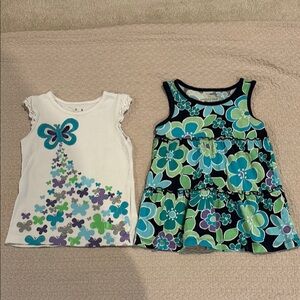 Jumping Beans White and Blue Tank Tops with Butterfly Design